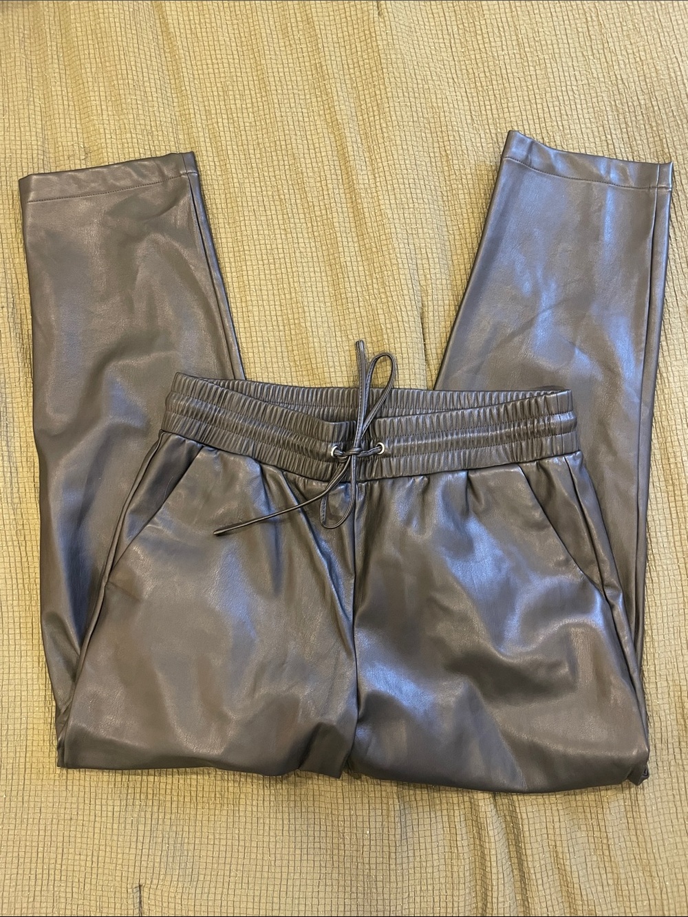 LOFT Faux Leather Straight-Leg Pants - Black